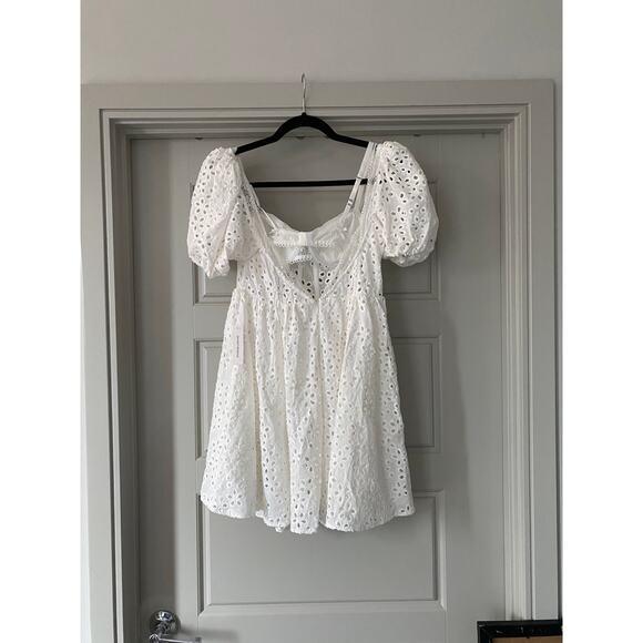 NWT For Love & Lemons Becca Mini Dress White Small Eyelet S - Picture 5 of 10
